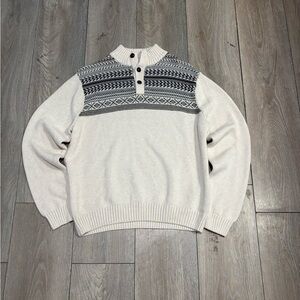 Vintage Men’s Chaps Ivory Quarter Zip Size Large Pullover Sweater
